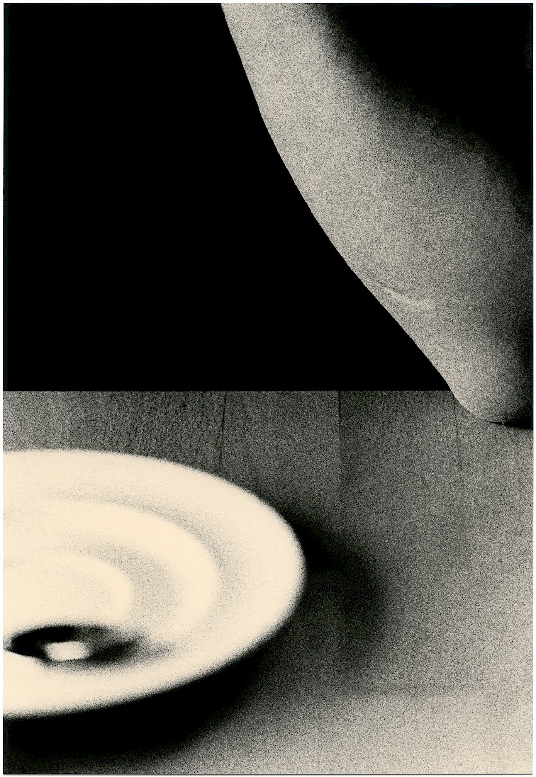 Untitled (elbow and plate), silver gelatin photograph by Mikael Siirilä